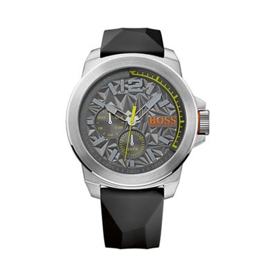 Men's black textured dial chronograph watch 1513347